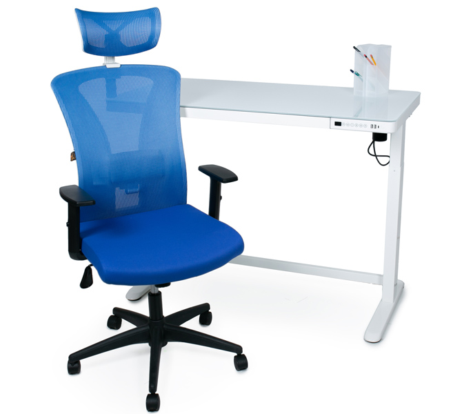 Робоча станція Stand Up White Glass Mesh BSU_el-06\BM-05
