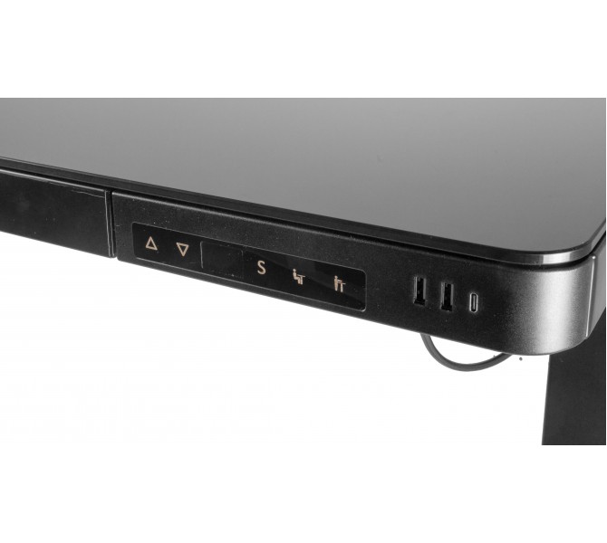 Купить регулируемый по высоте стол со столешницей из каленого стекла Barsky StandUp black glass 1200*600 BST-11