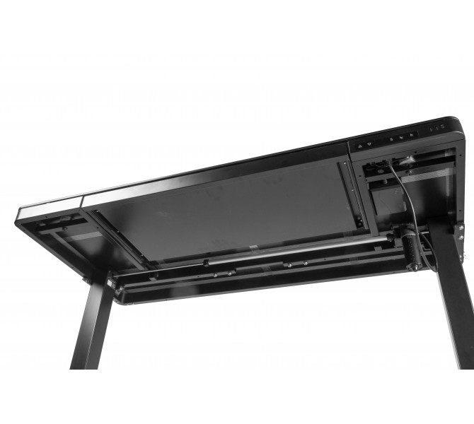 Купить регулируемый по высоте стол со столешницей из каленого стекла Barsky StandUp black glass 1200*600 BST-11