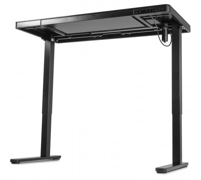 Купить регулируемый по высоте стол со столешницей из каленого стекла Barsky StandUp black glass 1200*600 BST-11