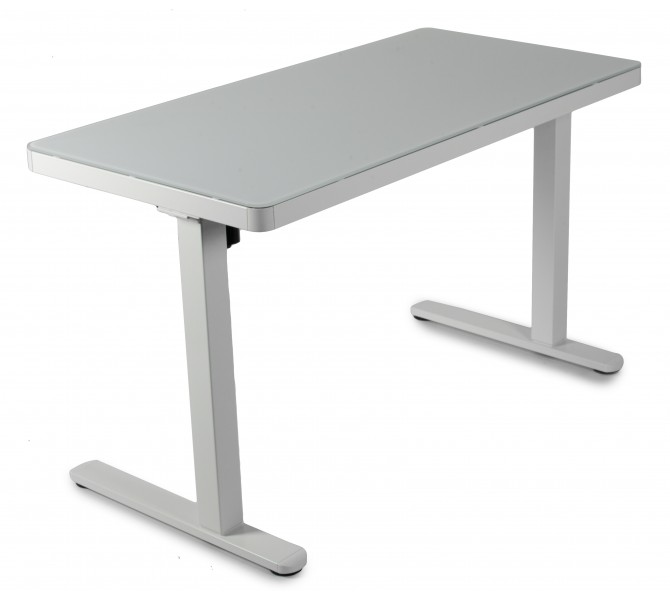Купить регулируемый по высоте стол со столешницей из каленого стекла arsky StandUp white glass 1200*600 BST-12а