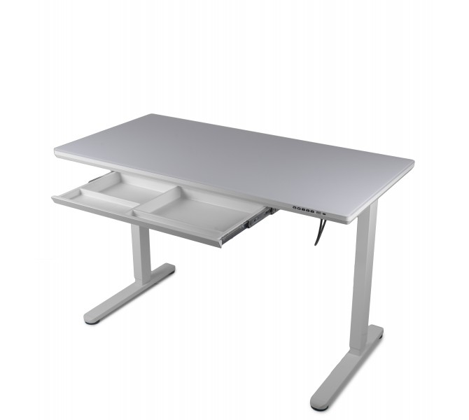 Купить регулируемый по высоте стол со столешницей из каленого стекла arsky StandUp white glass 1200*600 BST-12new